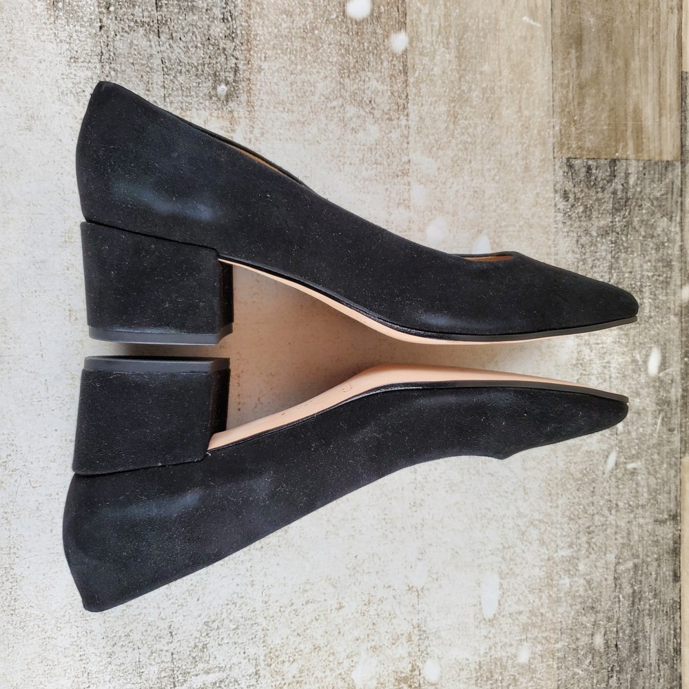 Bernardo Millie Womens Pumps Sz 8.5 M Black Suede Block Heel Pointed Toe - Picture 7 of 10